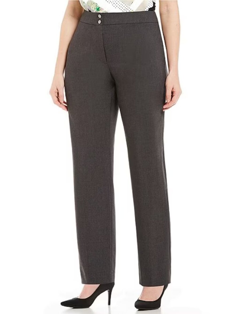 Calvin Klein Traditional Fit Pants Women's Plus Size 14W Gray Office Capsule